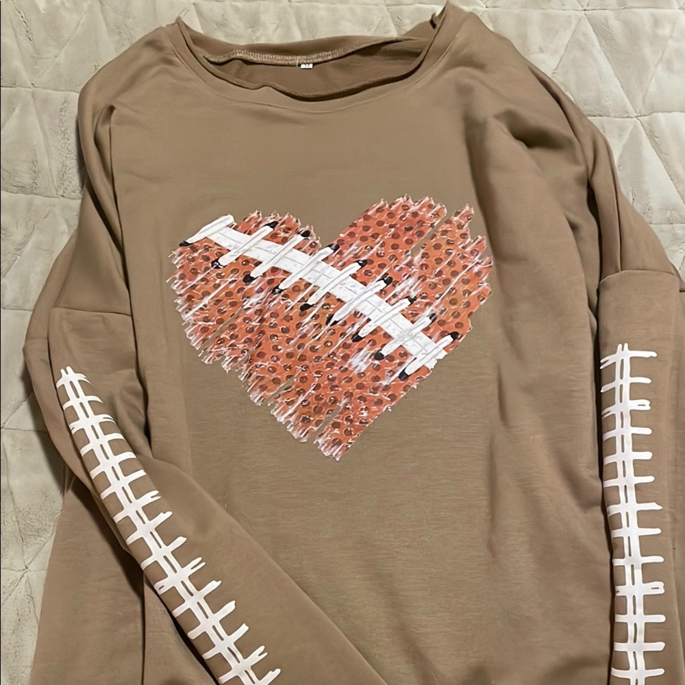 Brown Long Sleeve Shirt with Heart Design